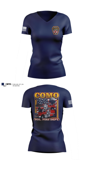 Womens Short Sleeve Vneck Shirt, Como Volunteer Fire Department, Fire Department, Teamtime, Team time, sublimation, custom sports apparel, team uniforms, spirit wear, spiritwear, sports uniforms, custom shirts, team store, custom team store, fundraiser sports, apparel fundraiser
