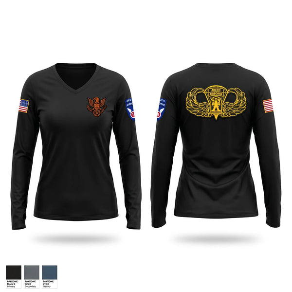 Womens Long Sleeve Vneck Shirt, 3/509, Army, Teamtime, Team time, sublimation, custom sports apparel, team uniforms, spirit wear, spiritwear, sports uniforms, custom shirts, team store, custom team store, fundraiser sports, apparel fundraiser