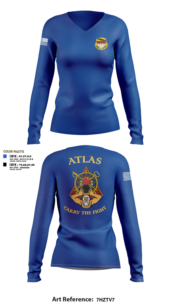 Womens Long Sleeve Vneck Shirt, A Co, 115th BSB, 1CD, Army, Teamtime, Team time, sublimation, custom sports apparel, team uniforms, spirit wear, spiritwear, sports uniforms, custom shirts, team store, custom team store, fundraiser sports, apparel fundraiser