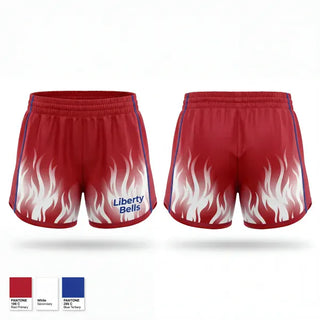 Womens Shorts, Liberty Bells, Women's Soccer, Teamtime, Team time, sublimation, custom sports apparel, team uniforms, spirit wear, spiritwear, sports uniforms, custom shirts, team store, custom team store, fundraiser sports, apparel fundraiser