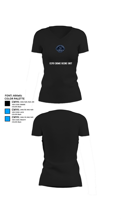 CCPD CRIME SCENE UNIT 32519343 Women's Short Sleeve V-neck Shirt - 23