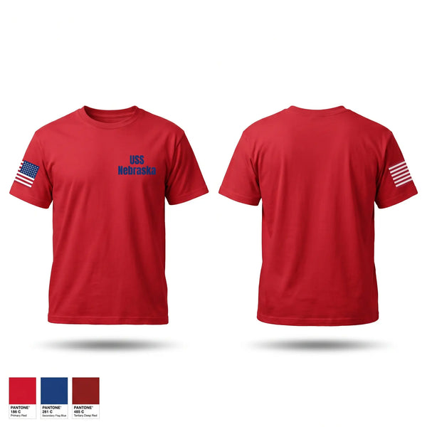 Old School Cotton Feel Shirt, USS Nebraska, Navy, Teamtime, Team time, sublimation, custom sports apparel, team uniforms, spirit wear, spiritwear, sports uniforms, custom shirts, team store, custom team store, fundraiser sports, apparel fundraiser