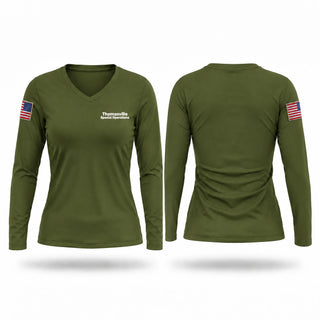 Womens Long Sleeve Vneck Shirt, Thomasville Special Operations, Police, Teamtime, Team time, sublimation, custom sports apparel, team uniforms, spirit wear, spiritwear, sports uniforms, custom shirts, team store, custom team store, fundraiser sports, apparel fundraiser