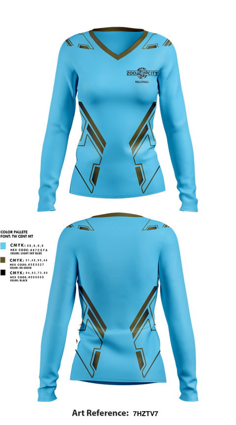 Womens Long Sleeve Vneck Shirt, Zoo City, Women's Volleyball, Teamtime, Team time, sublimation, custom sports apparel, team uniforms, spirit wear, spiritwear, sports uniforms, custom shirts, team store, custom team store, fundraiser sports, apparel fundraiser