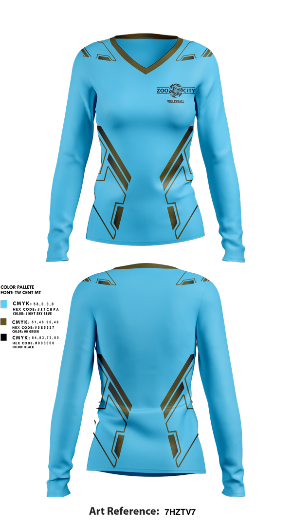 Womens Long Sleeve Vneck Shirt, Zoo City, Women's Volleyball, Teamtime, Team time, sublimation, custom sports apparel, team uniforms, spirit wear, spiritwear, sports uniforms, custom shirts, team store, custom team store, fundraiser sports, apparel fundraiser