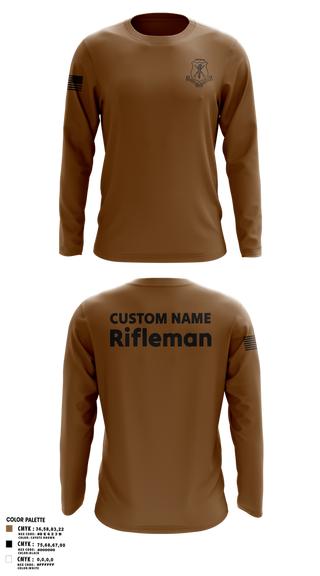 Long Sleeve Performance Shirt, Pershing Rifles, Army, Teamtime, Team time, sublimation, custom sports apparel, team uniforms, spirit wear, spiritwear, sports uniforms, custom shirts, team store, custom team store, fundraiser sports, apparel fundraiser