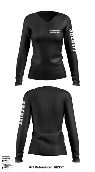 Womens Long Sleeve Vneck Shirt, North Missouri Drug Task Force, Police, Teamtime, Team time, sublimation, custom sports apparel, team uniforms, spirit wear, spiritwear, sports uniforms, custom shirts, team store, custom team store, fundraiser sports, apparel fundraiser