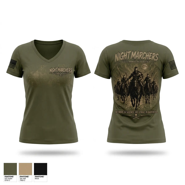 Womens Short Sleeve Vneck Shirt, 3rd platoon Nightmarchers, Army, Teamtime, Team time, sublimation, custom sports apparel, team uniforms, spirit wear, spiritwear, sports uniforms, custom shirts, team store, custom team store, fundraiser sports, apparel fundraiser