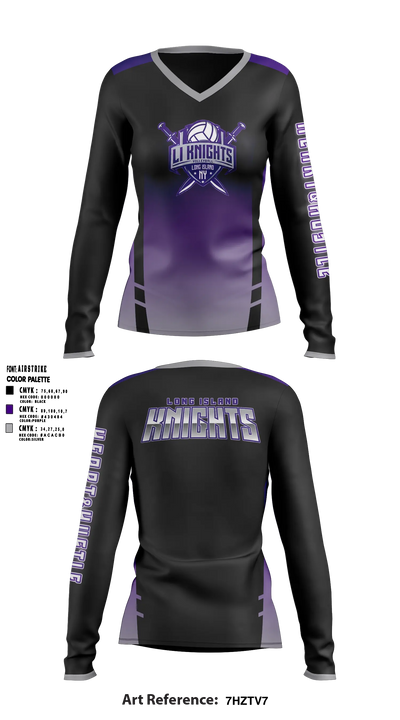 LI Knights Women's Long Sleeve V-neck Shirt - 5