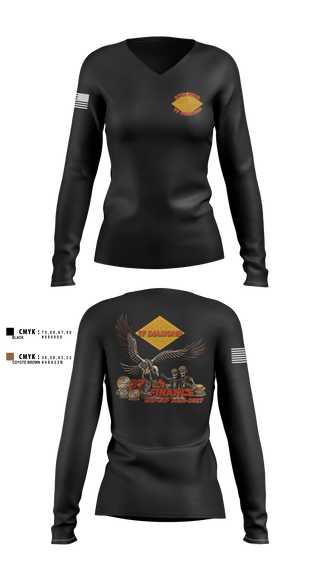 Womens Long Sleeve Vneck Shirt, 37th FICO, Army, Teamtime, Team time, sublimation, custom sports apparel, team uniforms, spirit wear, spiritwear, sports uniforms, custom shirts, team store, custom team store, fundraiser sports, apparel fundraiser