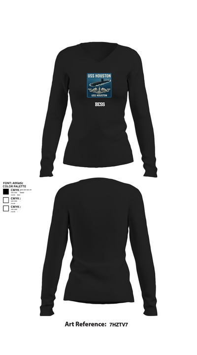 BESS 9465728 Women's Long Sleeve V-neck Shirt - 21