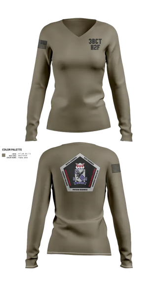 Womens Long Sleeve Vneck Shirt, 3BCT H2F, Army, Teamtime, Team time, sublimation, custom sports apparel, team uniforms, spirit wear, spiritwear, sports uniforms, custom shirts, team store, custom team store, fundraiser sports, apparel fundraiser