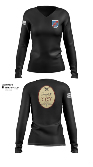 Womens Long Sleeve Vneck Shirt, ODA 2124, Army, Teamtime, Team time, sublimation, custom sports apparel, team uniforms, spirit wear, spiritwear, sports uniforms, custom shirts, team store, custom team store, fundraiser sports, apparel fundraiser