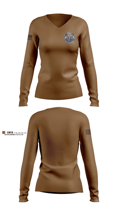 Womens Long Sleeve Vneck Shirt, 852D Medical Detachment, Army, Teamtime, Team time, sublimation, custom sports apparel, team uniforms, spirit wear, spiritwear, sports uniforms, custom shirts, team store, custom team store, fundraiser sports, apparel fundraiser