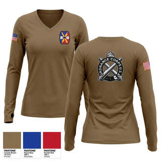Womens Long Sleeve Vneck Shirt, DET 1 HSC 340TH BSB, Army, Teamtime, Team time, sublimation, custom sports apparel, team uniforms, spirit wear, spiritwear, sports uniforms, custom shirts, team store, custom team store, fundraiser sports, apparel fundraiser