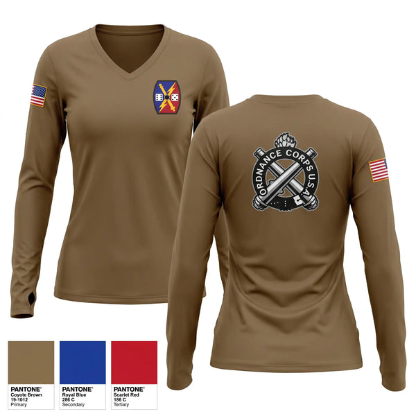 Womens Long Sleeve Vneck Shirt, DET 1 HSC 340TH BSB, Army, Teamtime, Team time, sublimation, custom sports apparel, team uniforms, spirit wear, spiritwear, sports uniforms, custom shirts, team store, custom team store, fundraiser sports, apparel fundraiser
