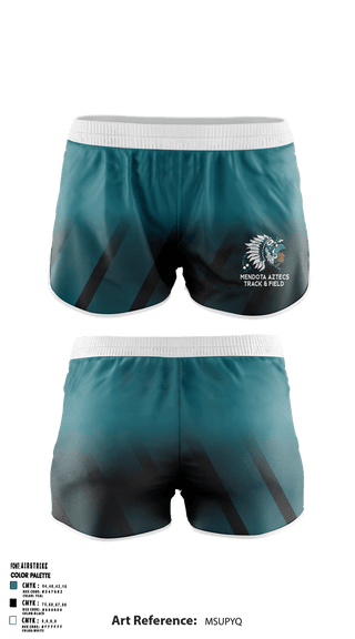 Womens Shorts, Mendota Aztecs, Track & Field, Teamtime, Team time, sublimation, custom sports apparel, team uniforms, spirit wear, spiritwear, sports uniforms, custom shirts, team store, custom team store, fundraiser sports, apparel fundraiser