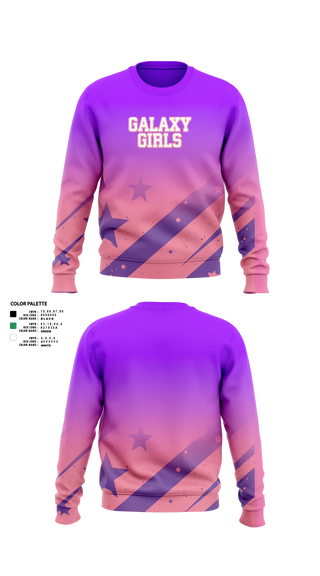 Crew Neck Sweatshirt, Galaxy Girls, Women's Soccer, Teamtime, Team time, sublimation, custom sports apparel, team uniforms, spirit wear, spiritwear, sports uniforms, custom shirts, team store, custom team store, fundraiser sports, apparel fundraiser