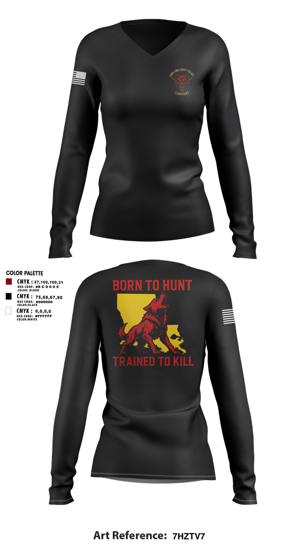 Womens Long Sleeve Vneck Shirt, 239th Military Police Company, , Teamtime, Team time, sublimation, custom sports apparel, team uniforms, spirit wear, spiritwear, sports uniforms, custom shirts, team store, custom team store, fundraiser sports, apparel fundraiser
