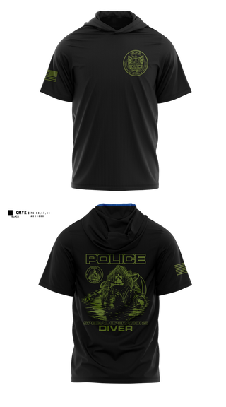 Short Sleeve Performance Shirt With Hood, Cincinnati PD Marine Patrol, Police, Teamtime, Team time, sublimation, custom sports apparel, team uniforms, spirit wear, spiritwear, sports uniforms, custom shirts, team store, custom team store, fundraiser sports, apparel fundraiser