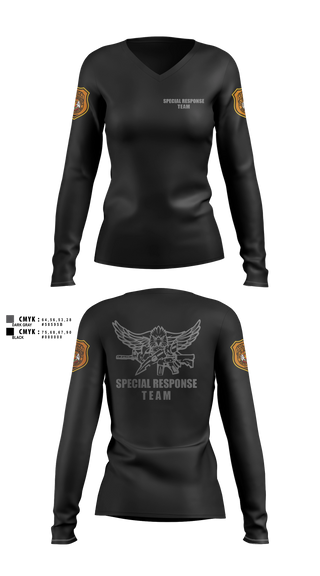 Womens Long Sleeve Vneck Shirt, Special Response Team, Police, Teamtime, Team time, sublimation, custom sports apparel, team uniforms, spirit wear, spiritwear, sports uniforms, custom shirts, team store, custom team store, fundraiser sports, apparel fundraiser
