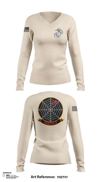 MACS4 13134180 Women's Long Sleeve V-neck Shirt - 101