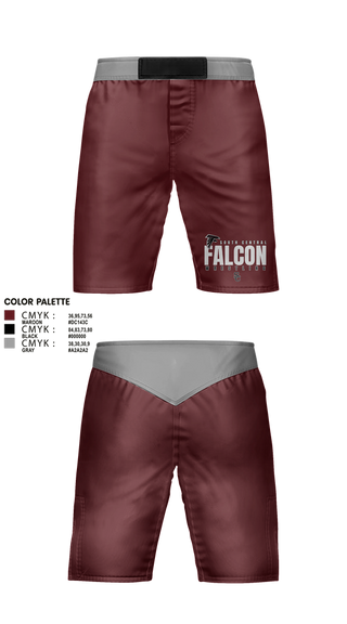 Fight Shorts, Soutch Central High School Falcons, Wrestling, Teamtime, Team time, sublimation, custom sports apparel, team uniforms, spirit wear, spiritwear, sports uniforms, custom shirts, team store, custom team store, fundraiser sports, apparel fundraiser