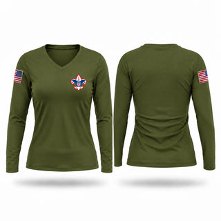 Womens Long Sleeve Vneck Shirt, Boy scouts of America, Police, Teamtime, Team time, sublimation, custom sports apparel, team uniforms, spirit wear, spiritwear, sports uniforms, custom shirts, team store, custom team store, fundraiser sports, apparel fundraiser