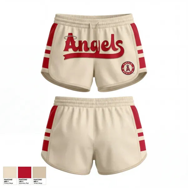 Womens Shorts, Angels, Baseball, Teamtime, Team time, sublimation, custom sports apparel, team uniforms, spirit wear, spiritwear, sports uniforms, custom shirts, team store, custom team store, fundraiser sports, apparel fundraiser