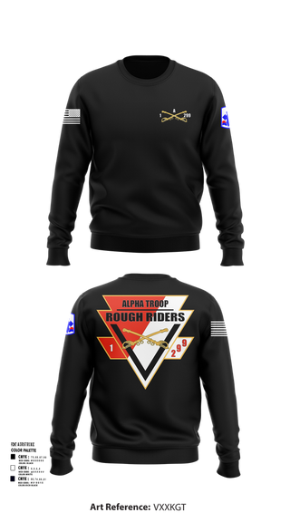 Crew Neck Sweatshirt, A Troop, 1st squadron-299th Calvary Regiment, , Teamtime, Team time, sublimation, custom sports apparel, team uniforms, spirit wear, spiritwear, sports uniforms, custom shirts, team store, custom team store, fundraiser sports, apparel fundraiser