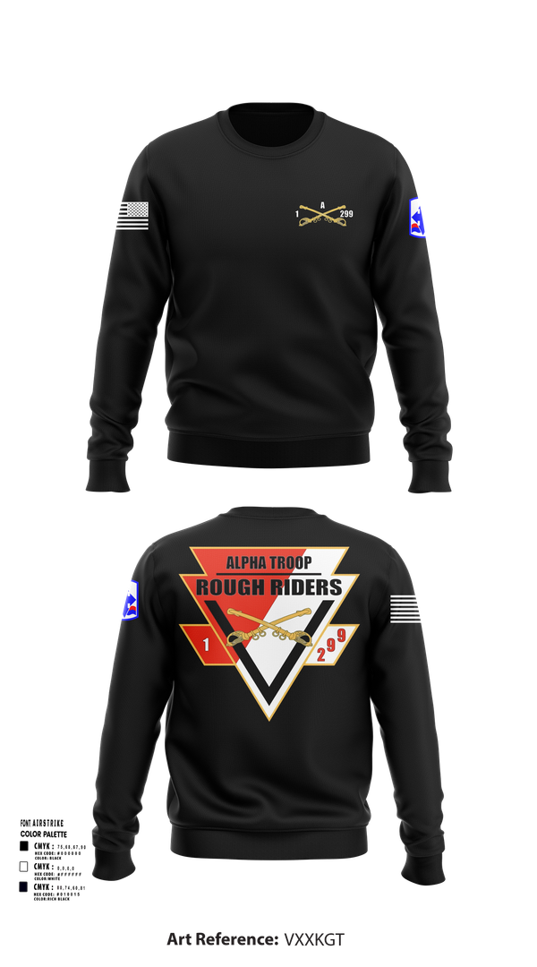 Crew Neck Sweatshirt, A Troop, 1st squadron-299th Calvary Regiment, , Teamtime, Team time, sublimation, custom sports apparel, team uniforms, spirit wear, spiritwear, sports uniforms, custom shirts, team store, custom team store, fundraiser sports, apparel fundraiser