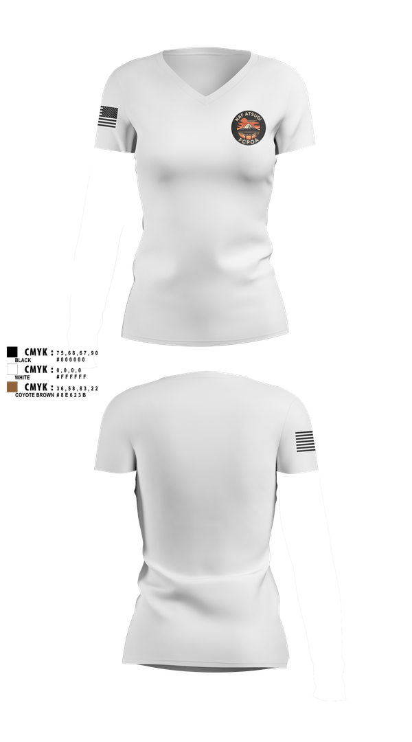 Womens Short Sleeve Vneck Shirt, NAF ATSUGI FCPOA, Navy, Teamtime, Team time, sublimation, custom sports apparel, team uniforms, spirit wear, spiritwear, sports uniforms, custom shirts, team store, custom team store, fundraiser sports, apparel fundraiser