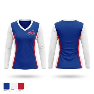 Womens Long Sleeve Vneck Shirt, Buffalo Bills Wheelchair Football, Ice Hockey, Teamtime, Team time, sublimation, custom sports apparel, team uniforms, spirit wear, spiritwear, sports uniforms, custom shirts, team store, custom team store, fundraiser sports, apparel fundraiser