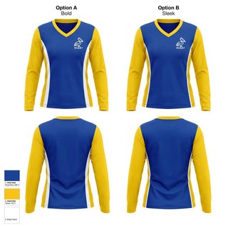Womens Long Sleeve Vneck Shirt, St Pete Pelicans, Rugby, Teamtime, Team time, sublimation, custom sports apparel, team uniforms, spirit wear, spiritwear, sports uniforms, custom shirts, team store, custom team store, fundraiser sports, apparel fundraiser