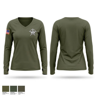 Womens Long Sleeve Vneck Shirt, Franklin County Sheriff's Department, Police, Teamtime, Team time, sublimation, custom sports apparel, team uniforms, spirit wear, spiritwear, sports uniforms, custom shirts, team store, custom team store, fundraiser sports, apparel fundraiser
