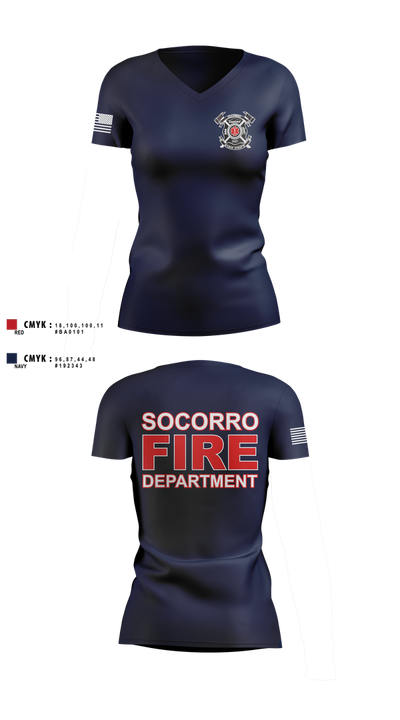 Socorro fire department  Women's Short Sleeve V-neck Shirt - 1