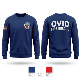 Crew Neck Sweatshirt, Ovid Fire Dept, Fire Department, Teamtime, Team time, sublimation, custom sports apparel, team uniforms, spirit wear, spiritwear, sports uniforms, custom shirts, team store, custom team store, fundraiser sports, apparel fundraiser