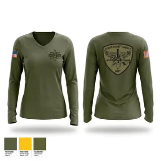 Womens Long Sleeve Vneck Shirt, Sevier County Sheriff SRT, Police, Teamtime, Team time, sublimation, custom sports apparel, team uniforms, spirit wear, spiritwear, sports uniforms, custom shirts, team store, custom team store, fundraiser sports, apparel fundraiser