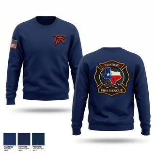 Crew Neck Sweatshirt, Trinidad Fire Rescue, Fire Department, Teamtime, Team time, sublimation, custom sports apparel, team uniforms, spirit wear, spiritwear, sports uniforms, custom shirts, team store, custom team store, fundraiser sports, apparel fundraiser