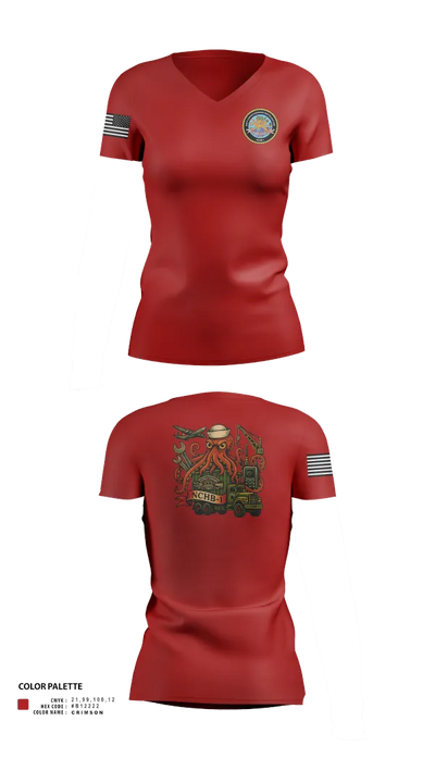Navy Cargo Handling Battalion One 62031758 Women's Short Sleeve V-neck Shirt - 22