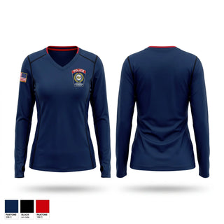 Womens Long Sleeve Vneck Shirt, Nether Providence Police, Police, Teamtime, Team time, sublimation, custom sports apparel, team uniforms, spirit wear, spiritwear, sports uniforms, custom shirts, team store, custom team store, fundraiser sports, apparel fundraiser