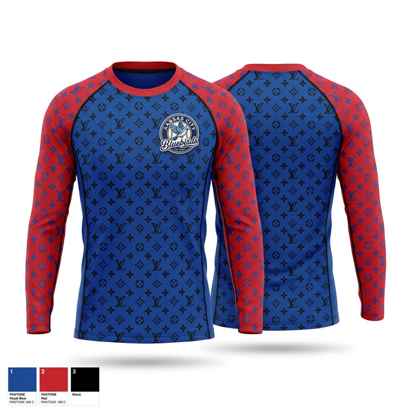 Long Sleeve Performance Shirt, Kansas City Bluebirds, Baseball, Teamtime, Team time, sublimation, custom sports apparel, team uniforms, spirit wear, spiritwear, sports uniforms, custom shirts, team store, custom team store, fundraiser sports, apparel fundraiser
