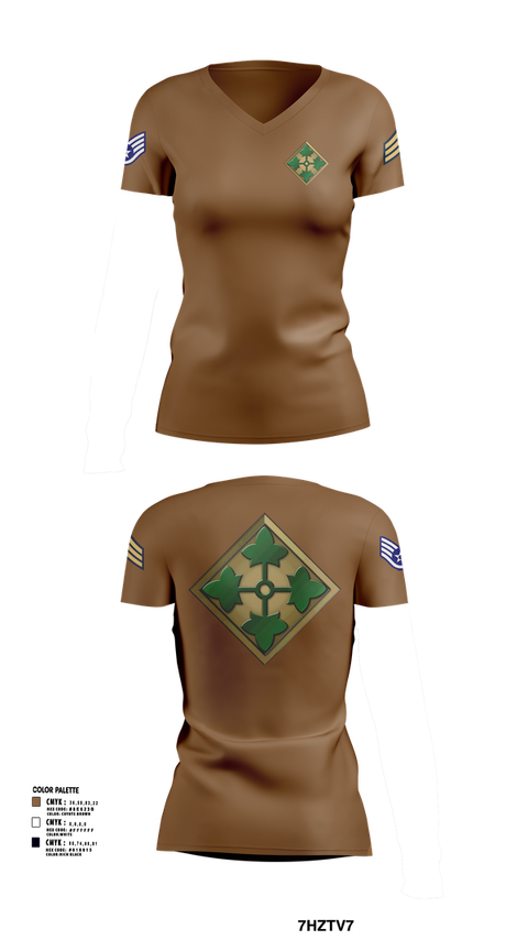 Womens Short Sleeve Vneck Shirt, 4th infantry division, Army, Teamtime, Team time, sublimation, custom sports apparel, team uniforms, spirit wear, spiritwear, sports uniforms, custom shirts, team store, custom team store, fundraiser sports, apparel fundraiser