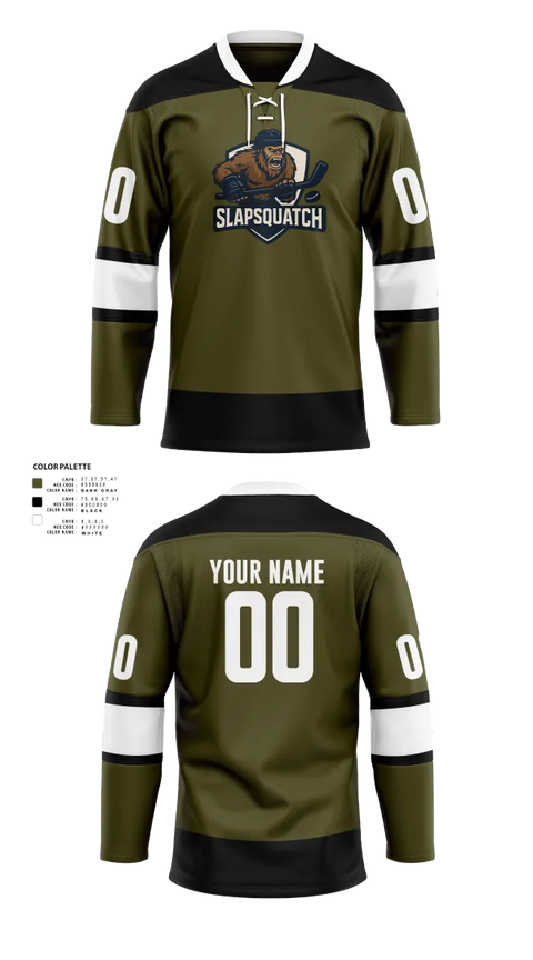 Hockey Jersey, Slapsquatch, Ice Hockey, Teamtime, Team time, sublimation, custom sports apparel, team uniforms, spirit wear, spiritwear, sports uniforms, custom shirts, team store, custom team store, fundraiser sports, apparel fundraiser
