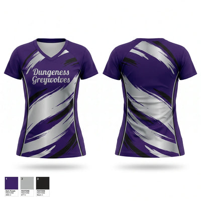 Dungeness Greywolves Women's Short Sleeve V-neck Shirt - 1