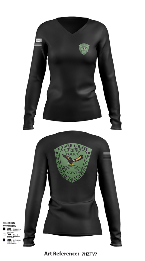 Womens Long Sleeve Vneck Shirt, Etowah County JSOG, , Teamtime, Team time, sublimation, custom sports apparel, team uniforms, spirit wear, spiritwear, sports uniforms, custom shirts, team store, custom team store, fundraiser sports, apparel fundraiser