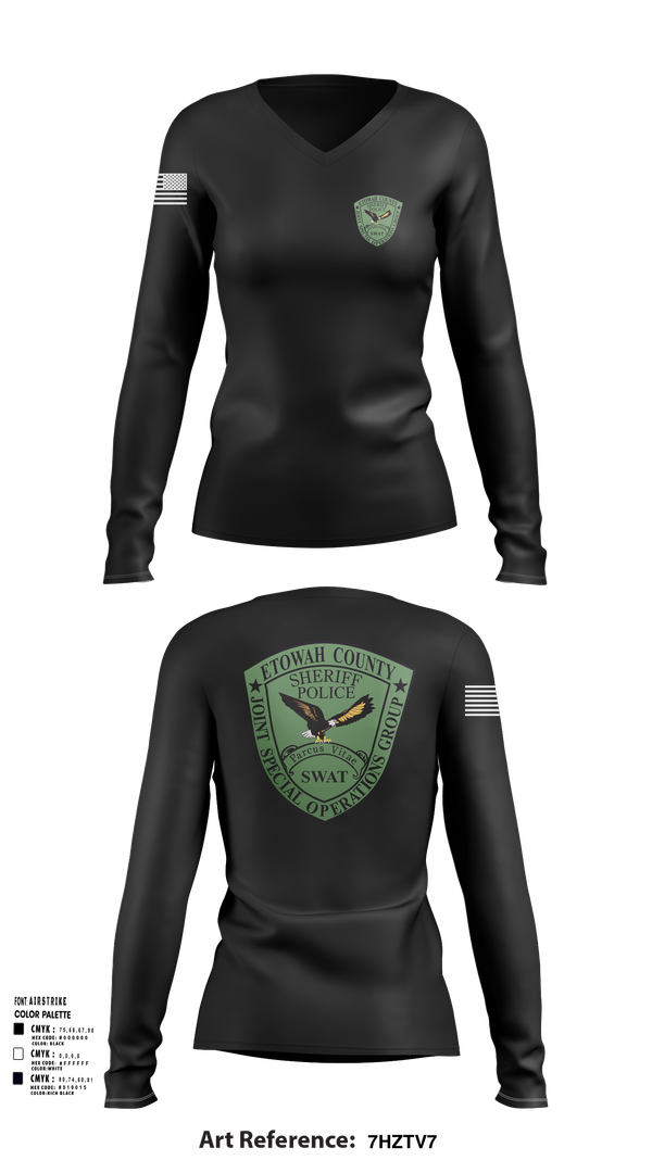 Womens Long Sleeve Vneck Shirt, Etowah County JSOG, , Teamtime, Team time, sublimation, custom sports apparel, team uniforms, spirit wear, spiritwear, sports uniforms, custom shirts, team store, custom team store, fundraiser sports, apparel fundraiser