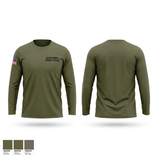 Long Sleeve Performance Shirt, Alpine County Sheriff’s Office, Police, Teamtime, Team time, sublimation, custom sports apparel, team uniforms, spirit wear, spiritwear, sports uniforms, custom shirts, team store, custom team store, fundraiser sports, apparel fundraiser