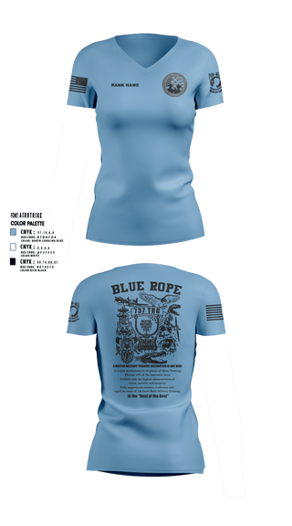 Womens Short Sleeve Vneck Shirt, Blue Rope Association, Air Force, Teamtime, Team time, sublimation, custom sports apparel, team uniforms, spirit wear, spiritwear, sports uniforms, custom shirts, team store, custom team store, fundraiser sports, apparel fundraiser