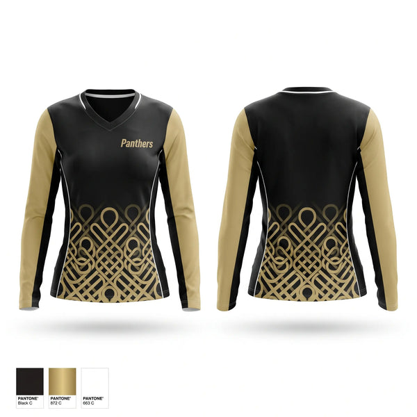 Womens Long Sleeve Vneck Shirt, Panthers, Baseball, Teamtime, Team time, sublimation, custom sports apparel, team uniforms, spirit wear, spiritwear, sports uniforms, custom shirts, team store, custom team store, fundraiser sports, apparel fundraiser